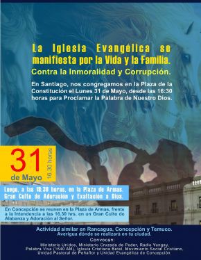 Iglesia Evangélica en Chile convoca masiva protesta contra campaña que justifica la homosexualidad